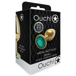 Ouch! Bijou anal Round Gem S 6 x 2.6 cm Doré-Vert